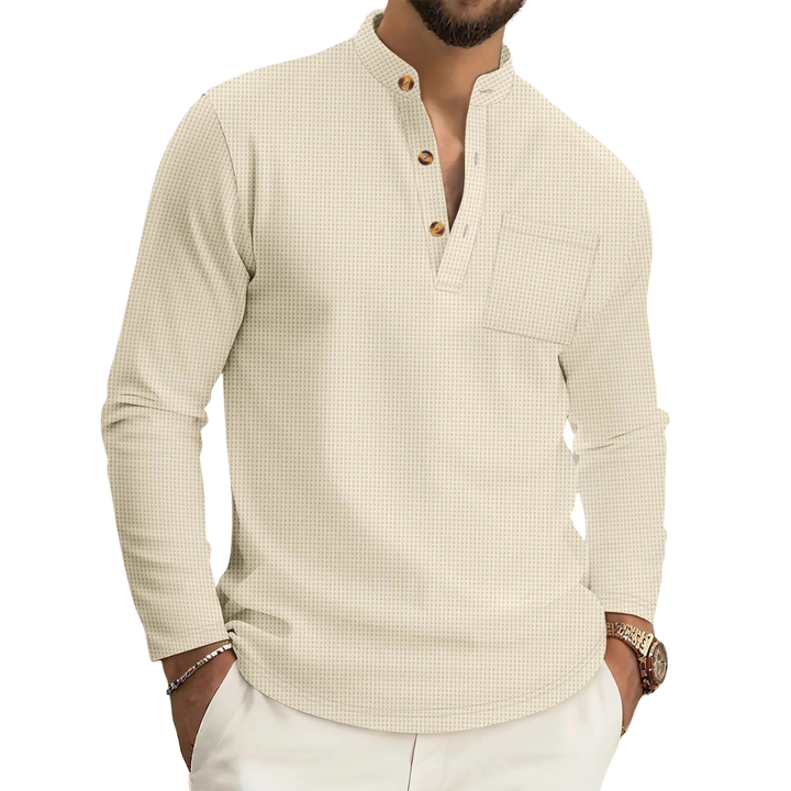 Camisa de Hombre con Cuello Alto y Textura
