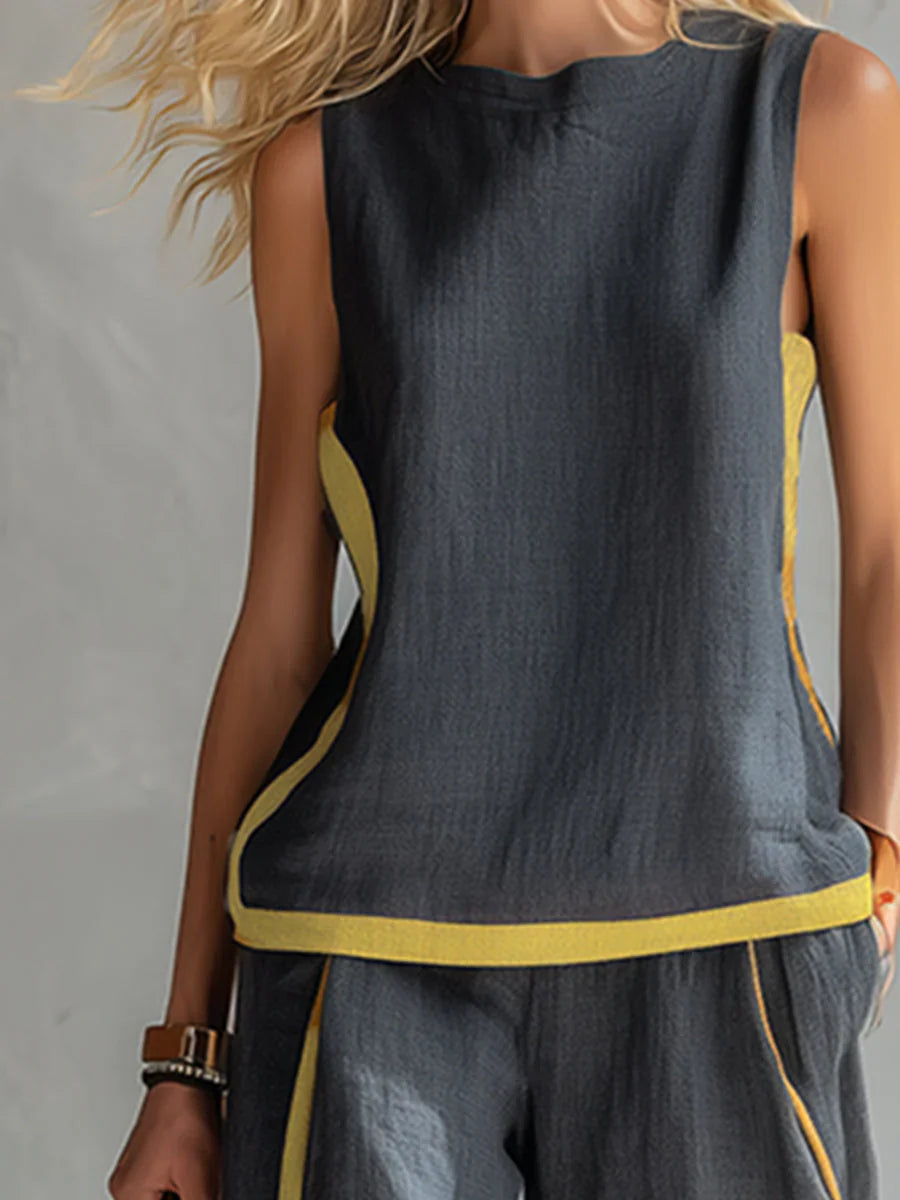 Conjunto de rayas y lino