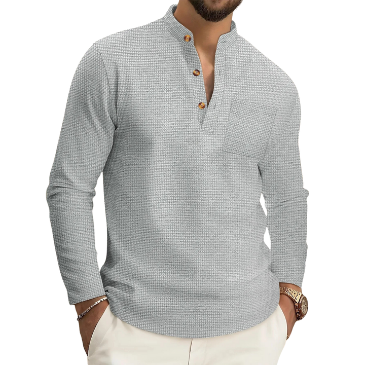 Camisa de Hombre con Cuello Alto y Textura