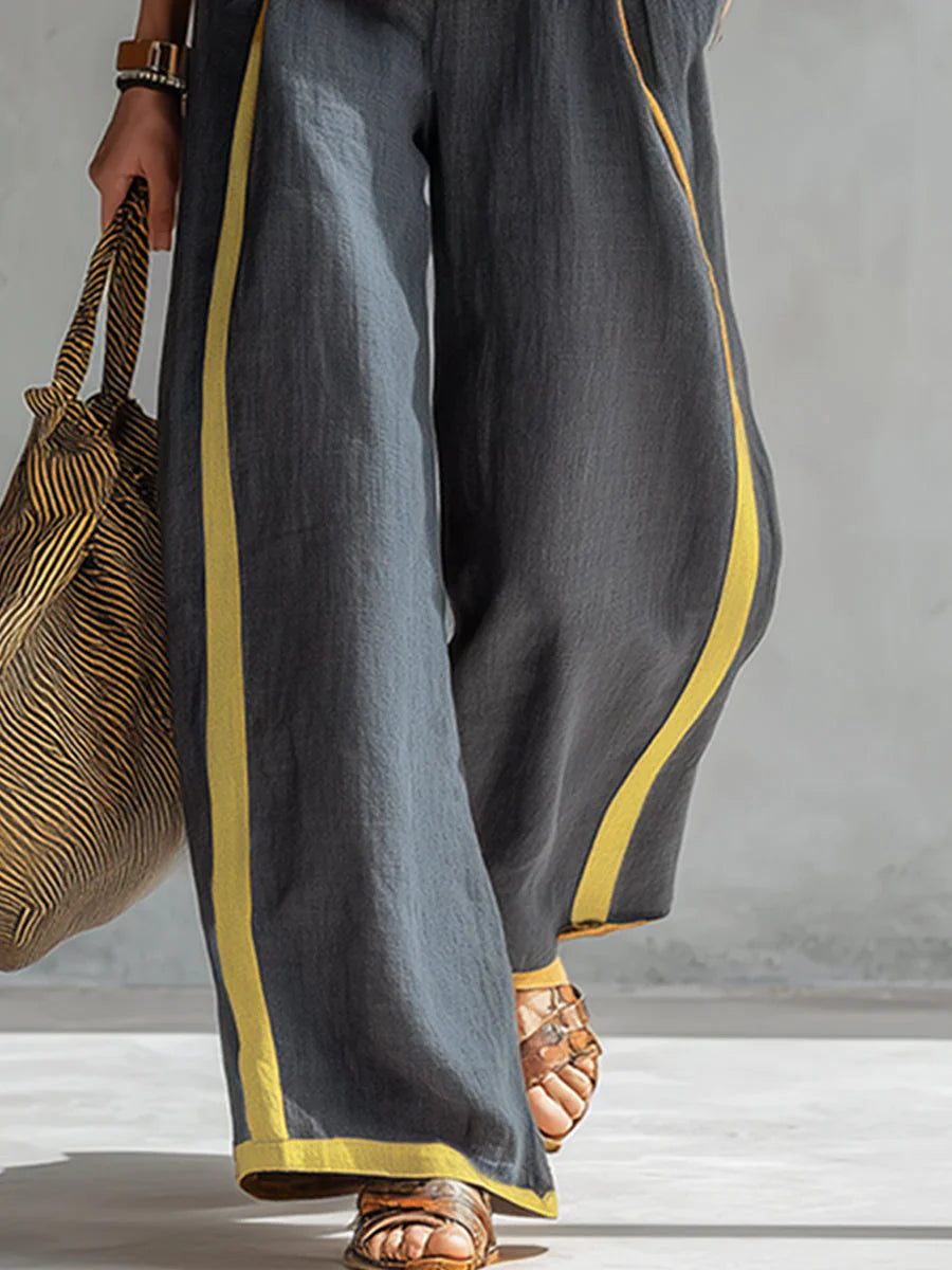 Conjunto de rayas y lino