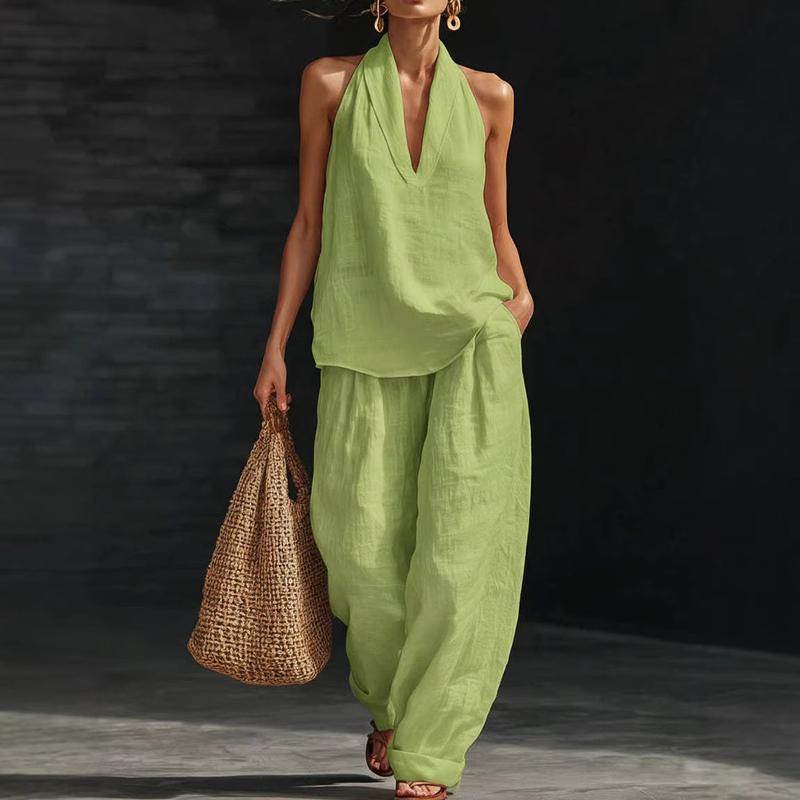 Conjunto Elegante de Dos Piezas con Textura de Lino