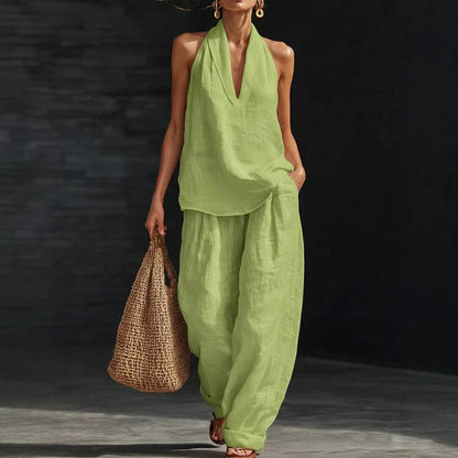 Elegante Conjunto de Dos Piezas con Textura de Lino