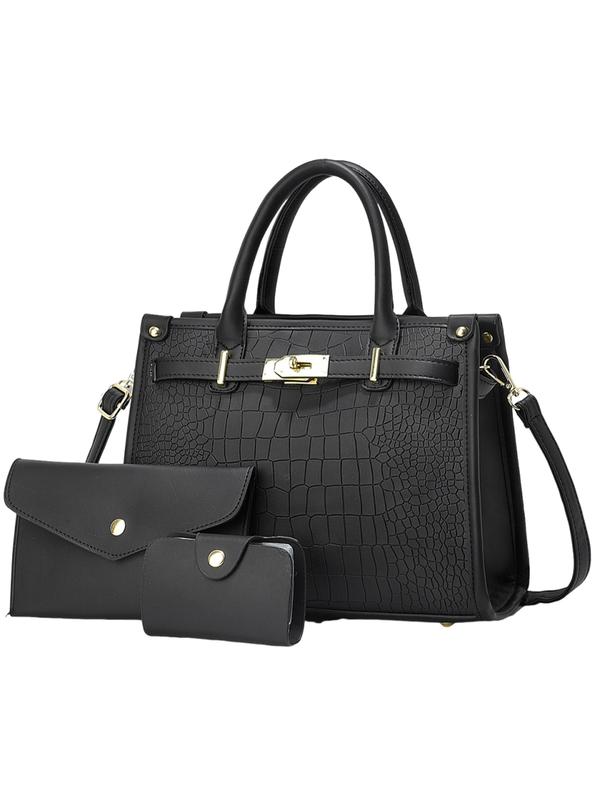 Set de bolso elegante con textura efecto cocodrilo