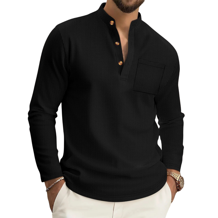 Camisa de Hombre con Cuello Alto y Textura