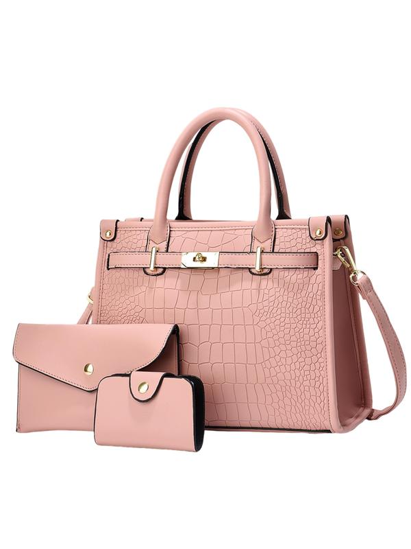 Set de bolso elegante con textura efecto cocodrilo