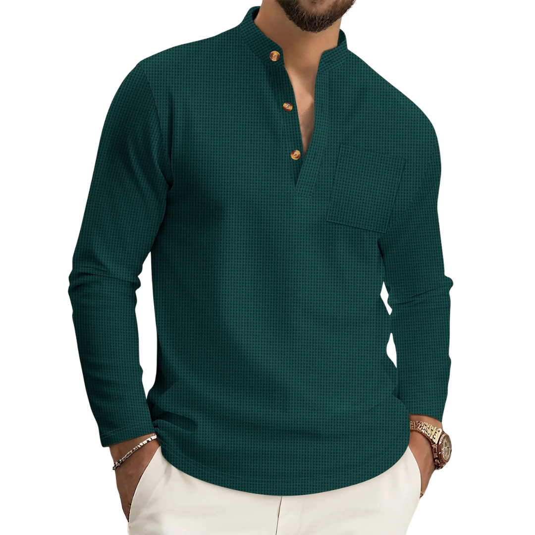 Camisa de Hombre con Cuello Alto y Textura