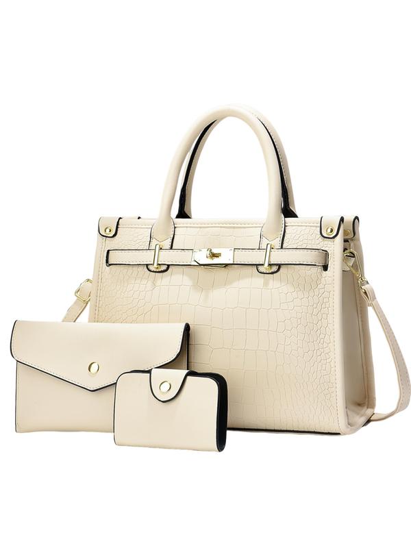 Set de bolso elegante con textura efecto cocodrilo