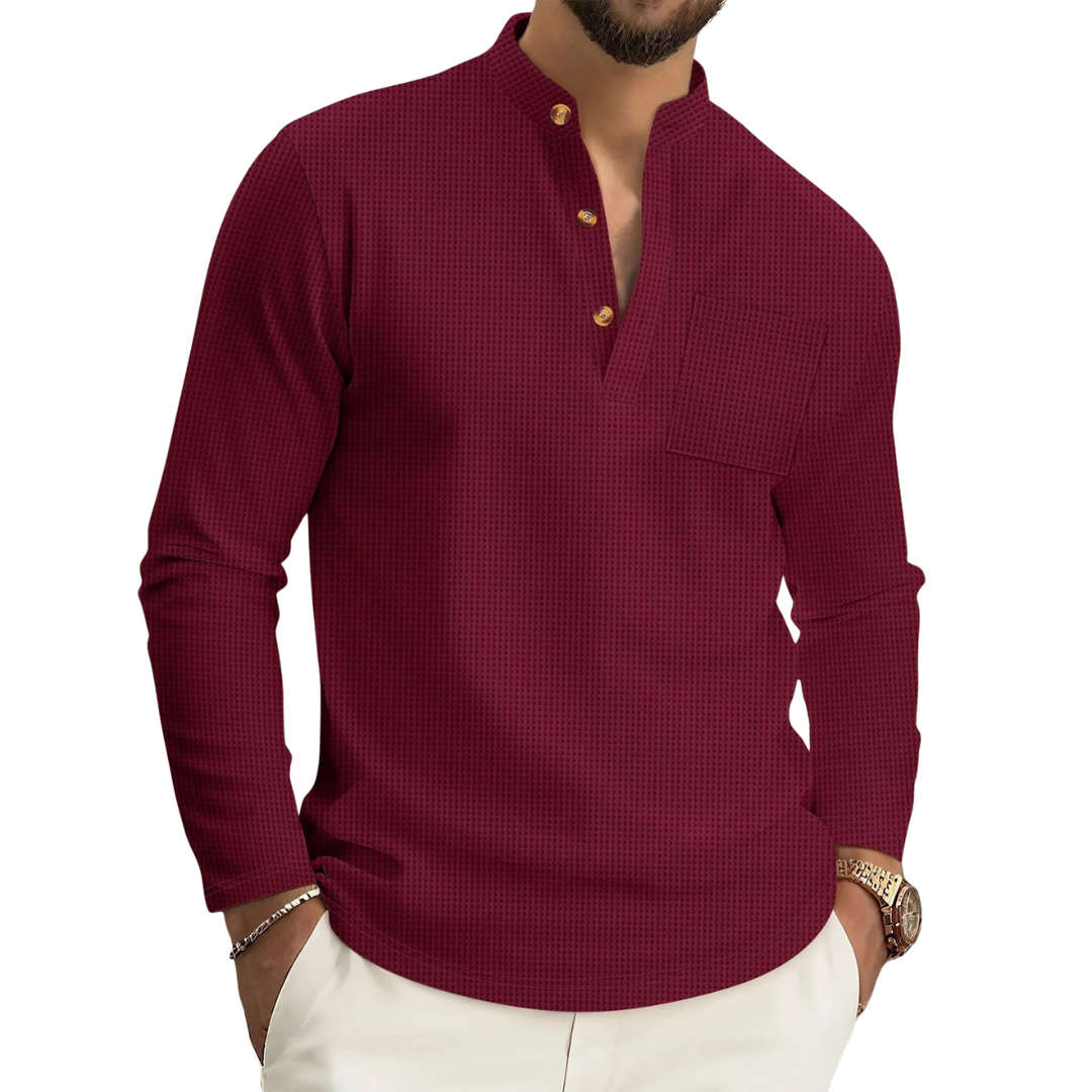 Camisa de Hombre con Cuello Alto y Textura