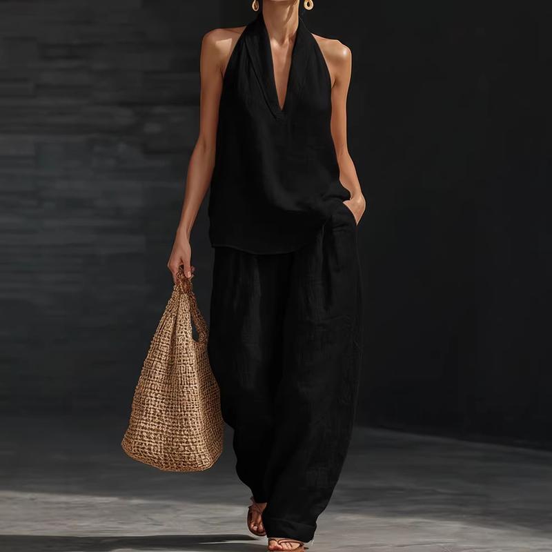 Conjunto Elegante de Dos Piezas con Textura de Lino