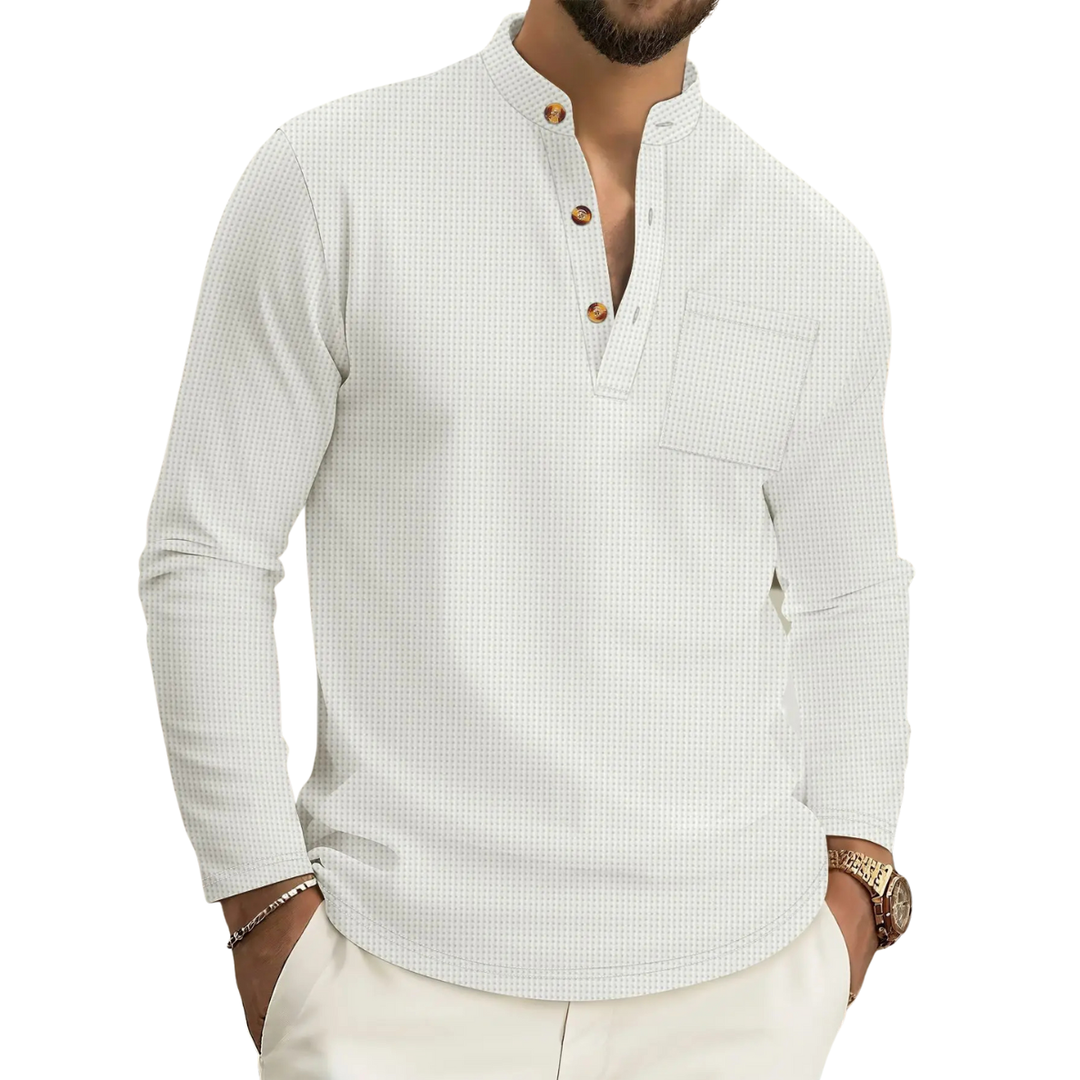 Camisa de Hombre con Cuello Alto y Textura