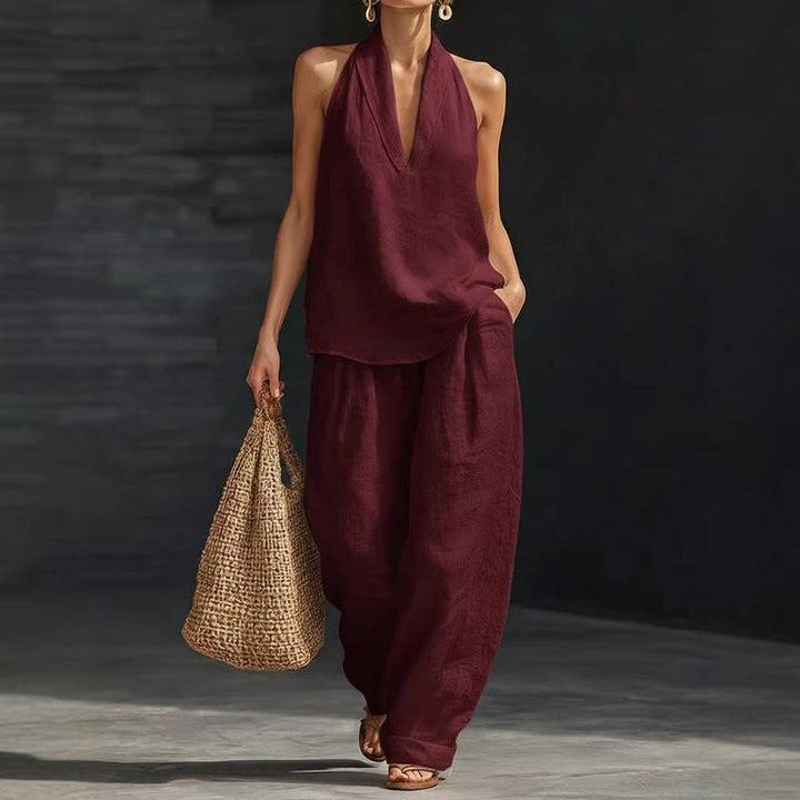 Conjunto Elegante de Dos Piezas con Textura de Lino