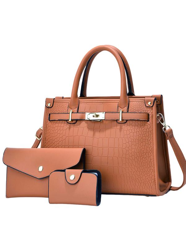 Set de bolso elegante con textura efecto cocodrilo