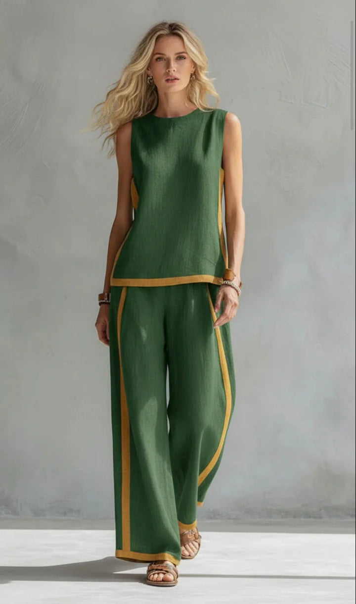 Conjunto de rayas y lino