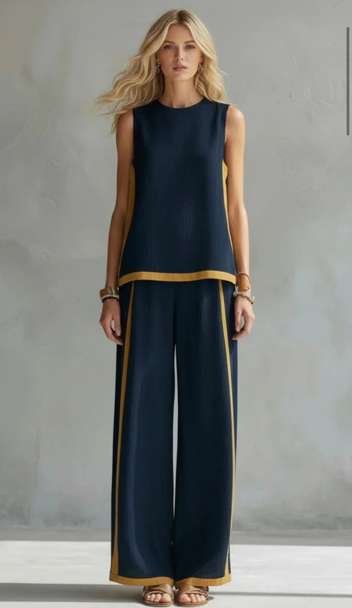Conjunto de rayas y lino