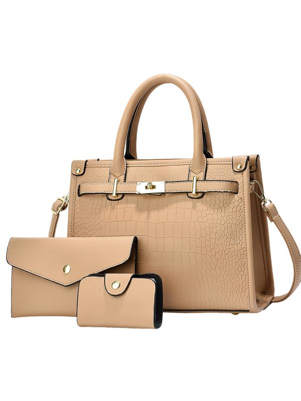 Set de bolso elegante con textura efecto cocodrilo
