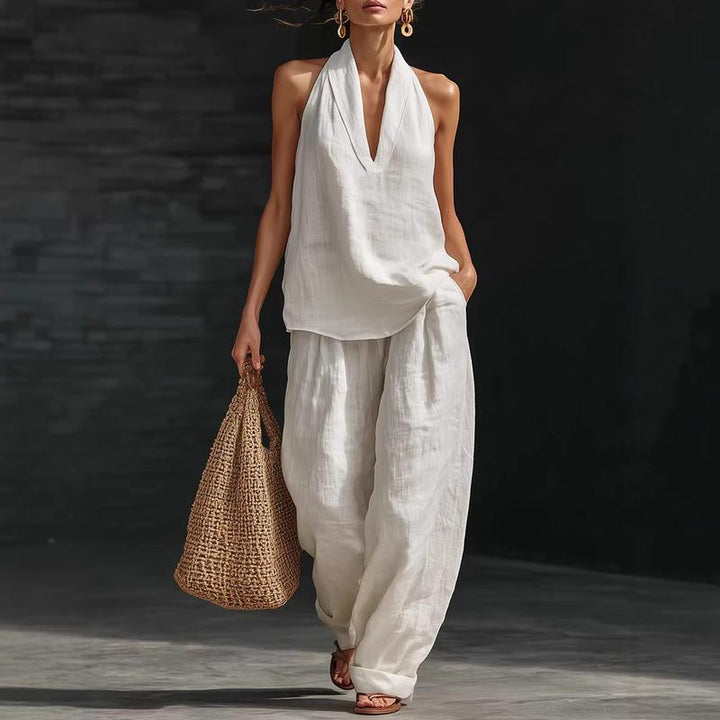 Conjunto Elegante de Dos Piezas con Textura de Lino