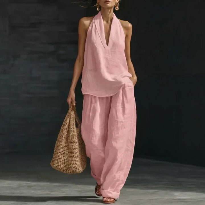 Conjunto Elegante de Dos Piezas con Textura de Lino