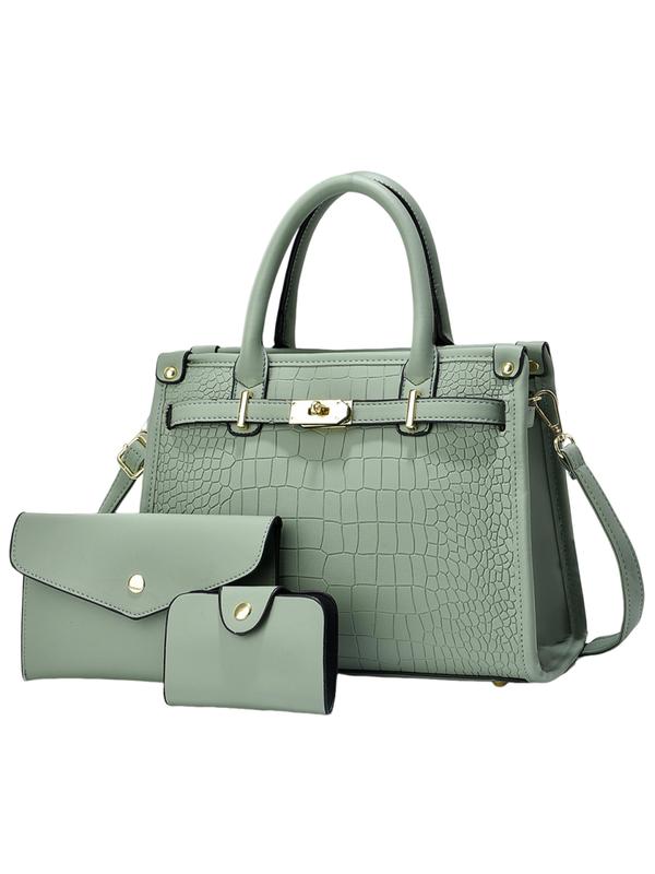 Set de bolso elegante con textura efecto cocodrilo