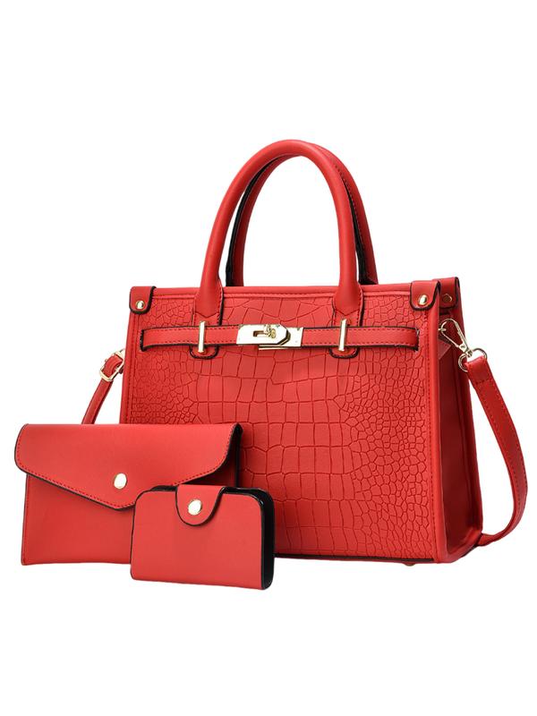 Set de bolso elegante con textura efecto cocodrilo
