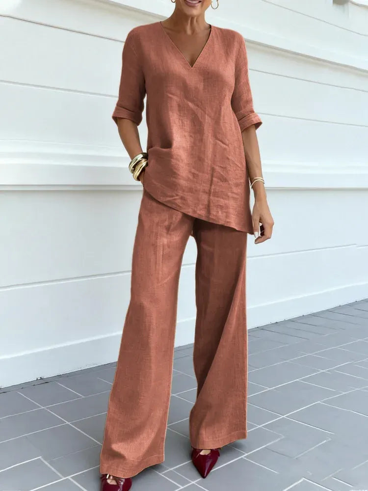 Conjunto Fluido de Dos Piezas con Pantalón Recto