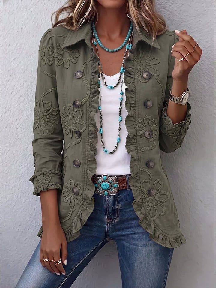 Elena | Chaqueta boho bordada con volantes